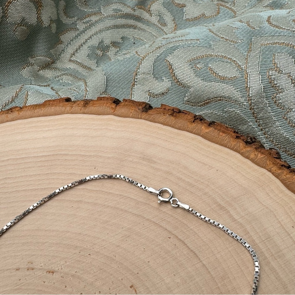 Thin Box Link Chain Necklace Solid Sterling 925 S… - image 7